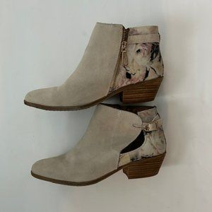 Suede Flowered Ankle Booties by Very Volatile, 8.5